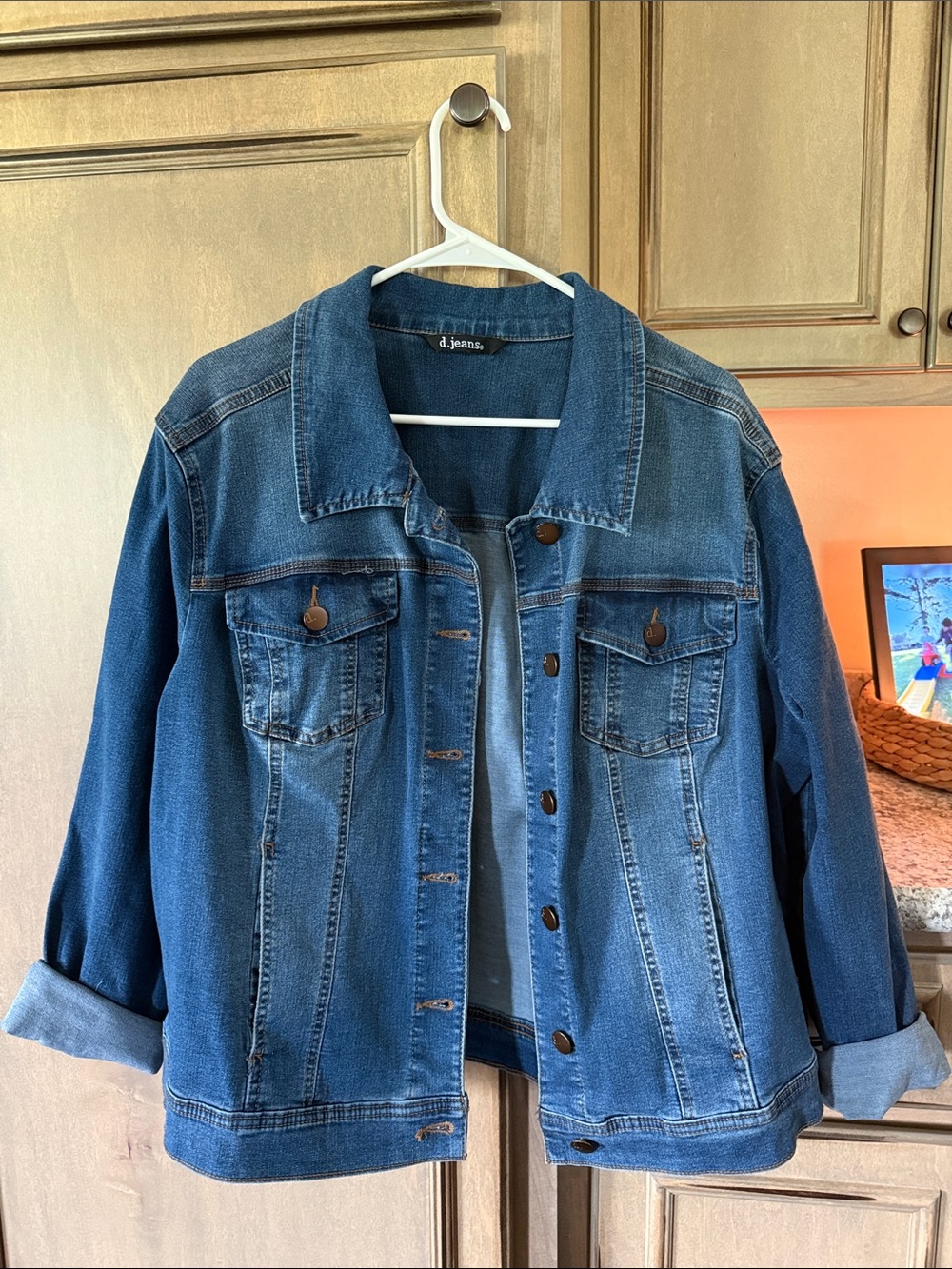 d. jeans Medium Blue Denim Jacket with Chest Pockets